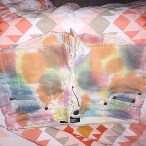 Tie dye jean shorts
